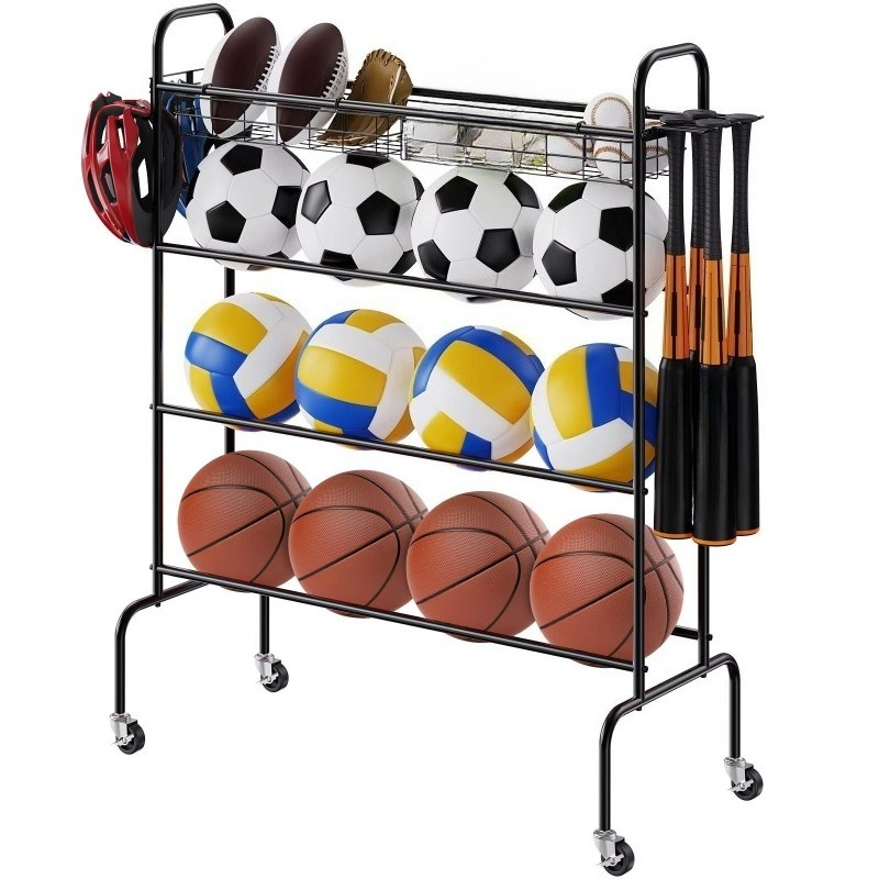 Sports Equipment Garage Storage - 4-уровневая передвижная стойка для баскетбольных и