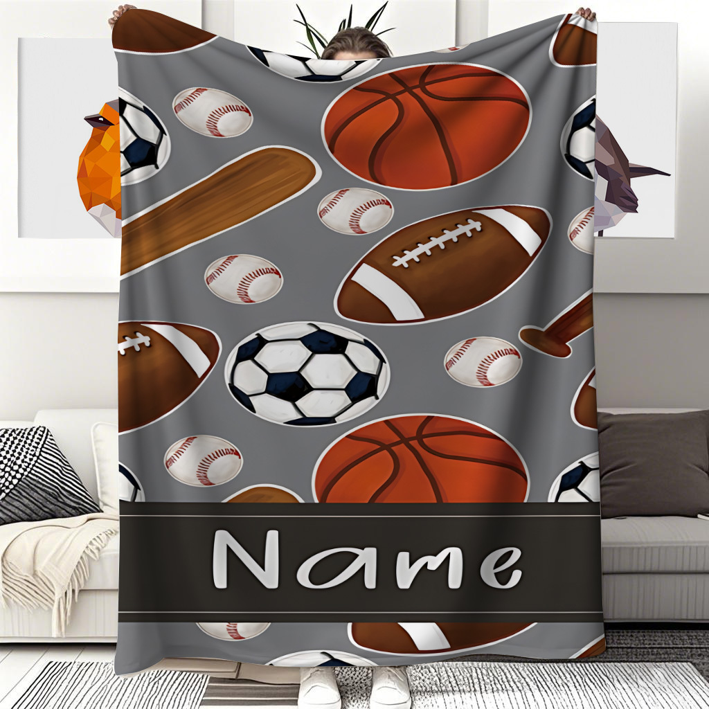 Sports Equipment With Names - 1, спортивное одеяло с индивидуальным именем