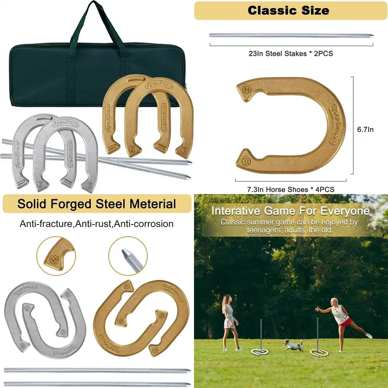 Horseshoe Game Set - SpexDarxs Classic Horseshoes Set - игра